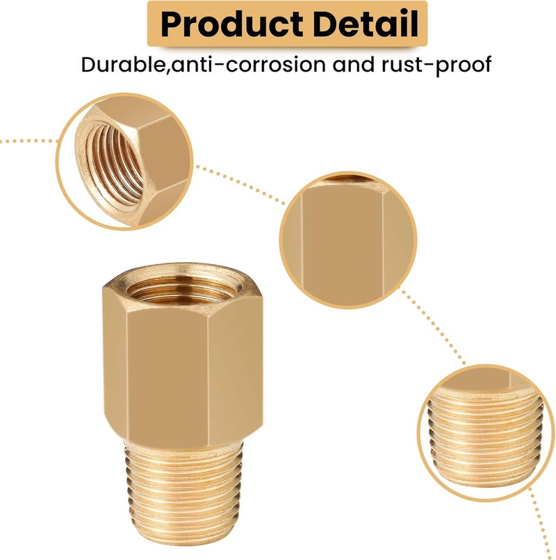 PIHIL 1/8 BSPT Male to 1/8-27 NPT Female,for Pressure Gauge Sensor Thread Adapter,Brass,2 Pack - Image 4